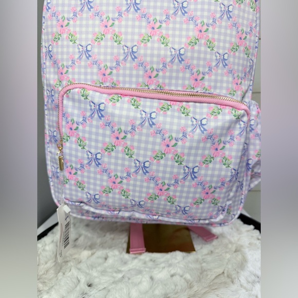 Kawaii Cottagecore Floral Gingham Bow Backpack Pink‎ Blue 15”x12”x5” NWT - Picture 5 of 10